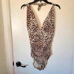Victoria's Secret Leopard Print One Piece Halter Top Swimsuit